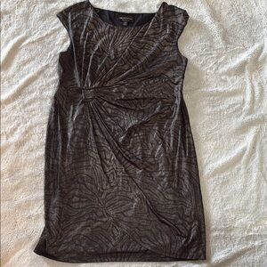 Connected Apparel Gray Asymmetrical Ruched Sheath Mini Dress
